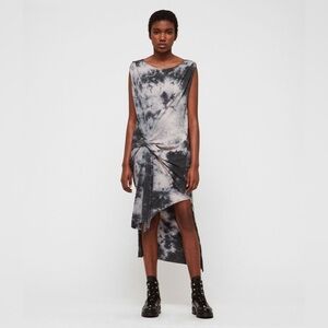Allsaints Dyetie Riviera Dress‎ Gray Dark Feminine Grunge Cotton Knit Size M